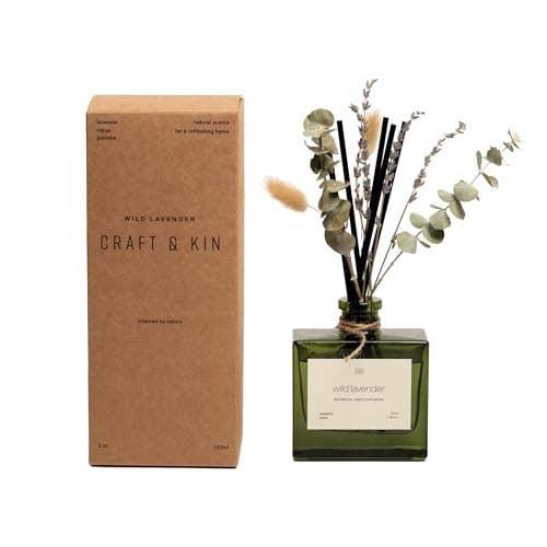 Craft & Kin - Wholesale Reed Diffuser - Green Glass Reed Diffuser with Flowers24