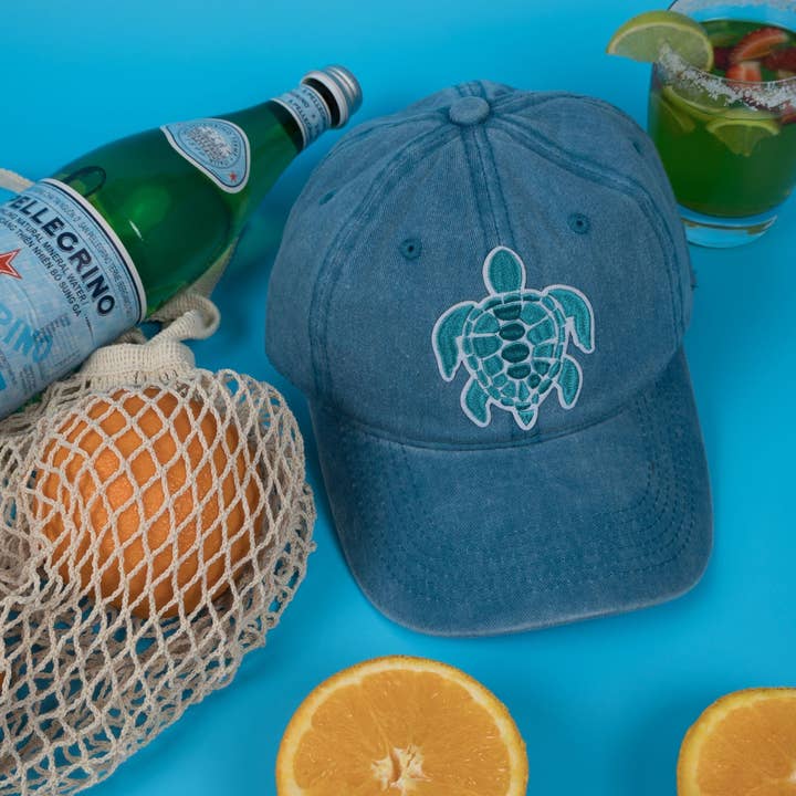 Nakoa The Label - Wholesale Baseball cap – Women's - Vintage Washed Cap - 100% Cotton - Byron Bay - Turtle - Saltwater