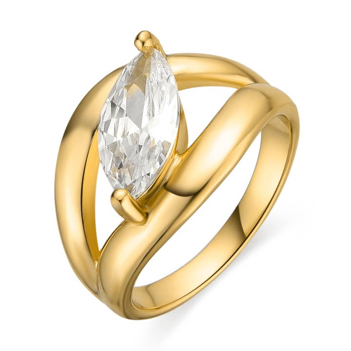 Luxenter-Ring aus 925er Sterlingsilber und funkelndem Zirkonia, 18k vergoldet - Nathon für den Großhandel von Luxenter