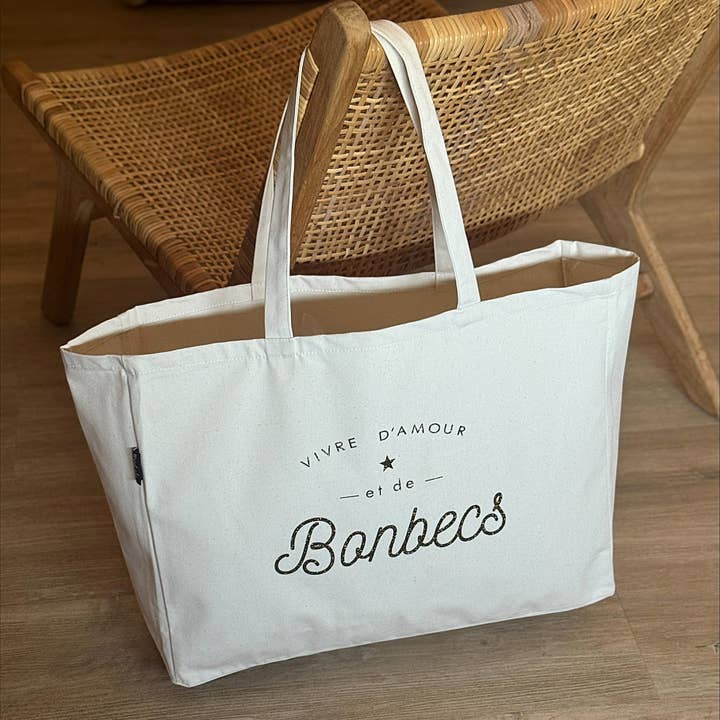 Maxi Tote Bag "Living on Love and Candy" for wholesale by Marcel & Lily