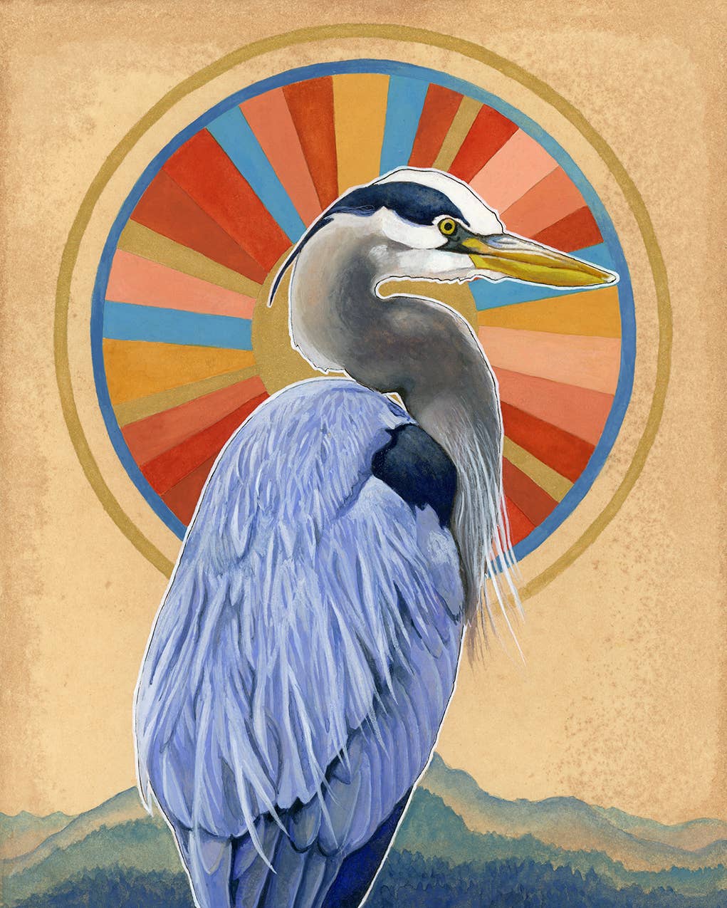 Amy Rose Moore Illustration - Wholesale Sticker - Heron and Sun Vinyl STICKER1