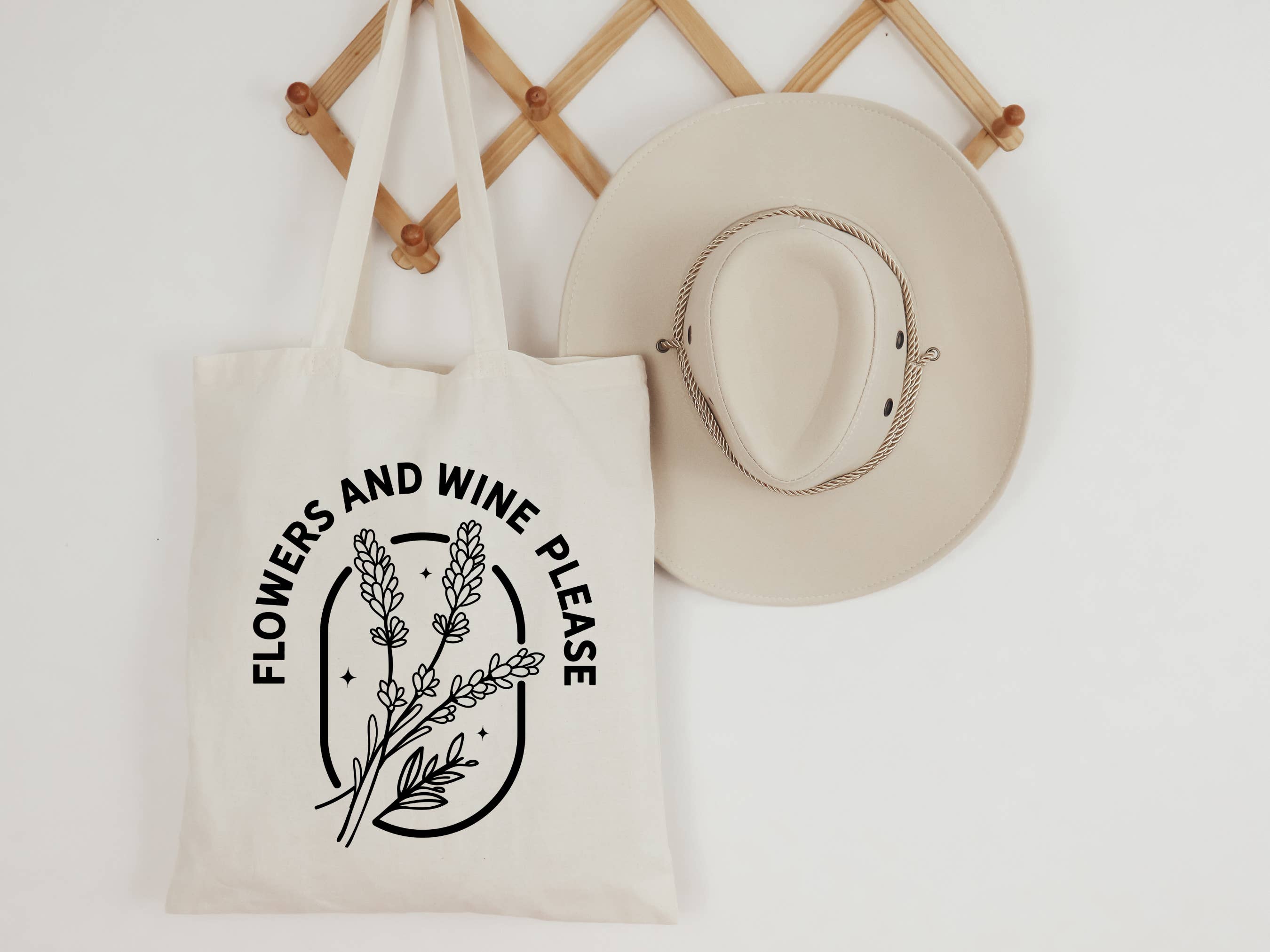The Vinyl Rose - Wholesale Tote bag – Women's - Flowers and Wine Please Tote Bag, Wine Gift Bag, Flower Tote