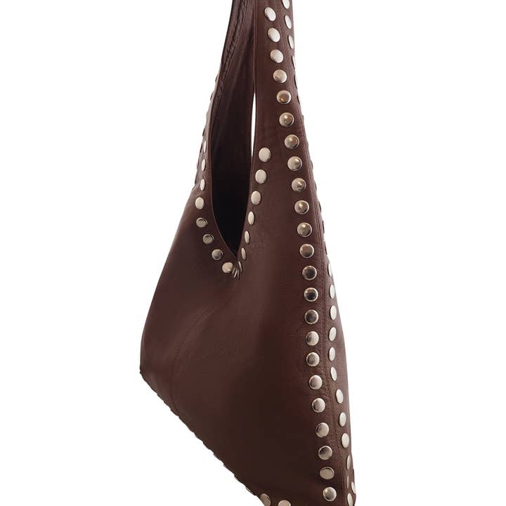 Cadelle Leather - Wholesale Shoulder bag – women's - Jenna Studded Hobo | Chocolate2
