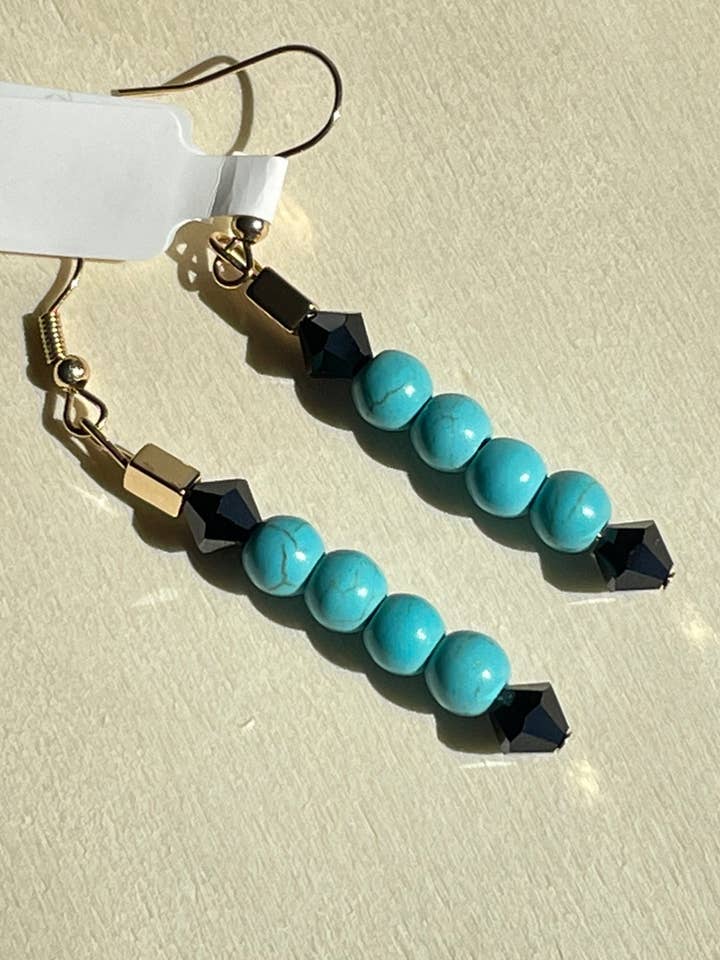 Turquoise and black beads earrings for wholesale by Shop Wall