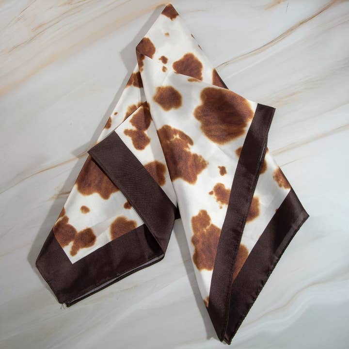 BR Brown Cow Print Square Bandana Scarf for wholesale on Faire2
