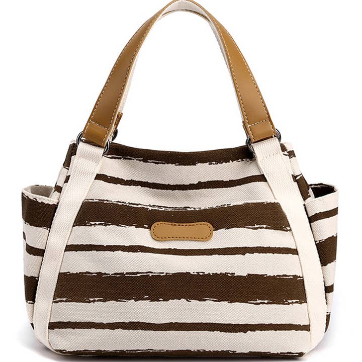 ACCITY - Wholesale Tote Bag - Women's - STRIPE PATTERNED DANDY CANVAS BAG_CWAB05181