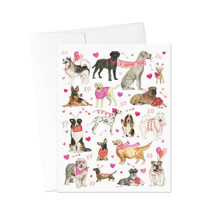Cozy Valentine Dogs - Tarjeta de felicitación para el día de San Valentín para venta al por mayor de KelseyMDesigns