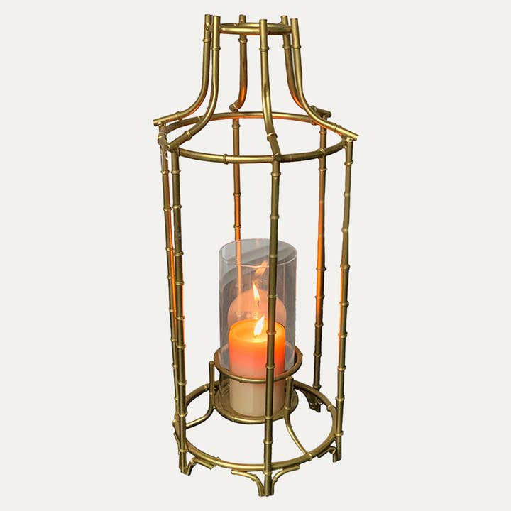 Glass Candle Holder with Gold Frame for wholesale by Decozen