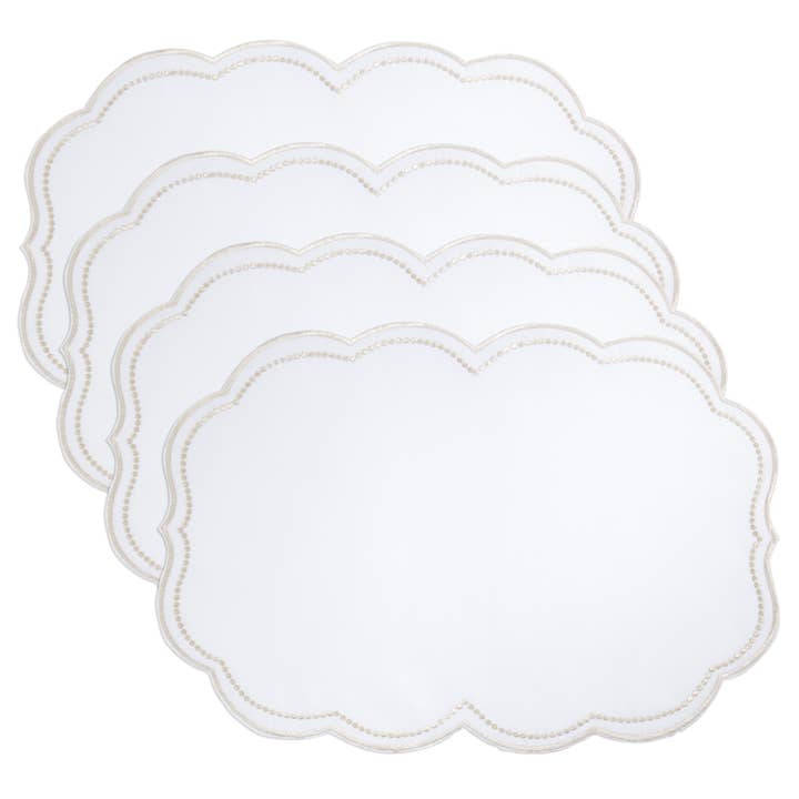 Saro Lifestyle - Wholesale Placemat - Embroidered Polka Dot Placemat w/ Scallop Edge1