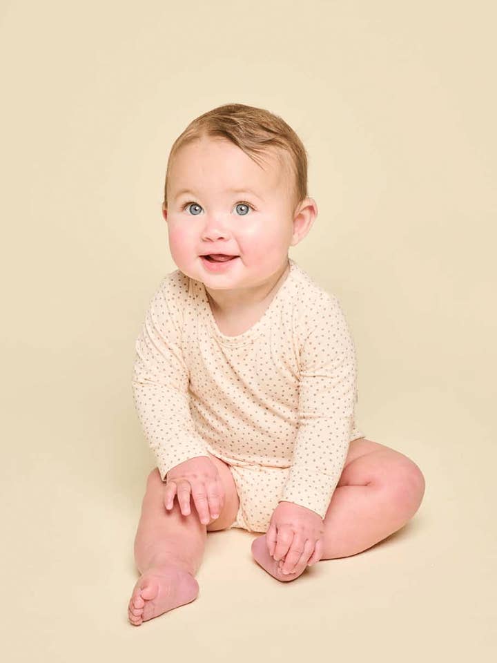 Cushii Softluxe Long Sleeve Body Suit - Oat Dots for wholesale by Cushii