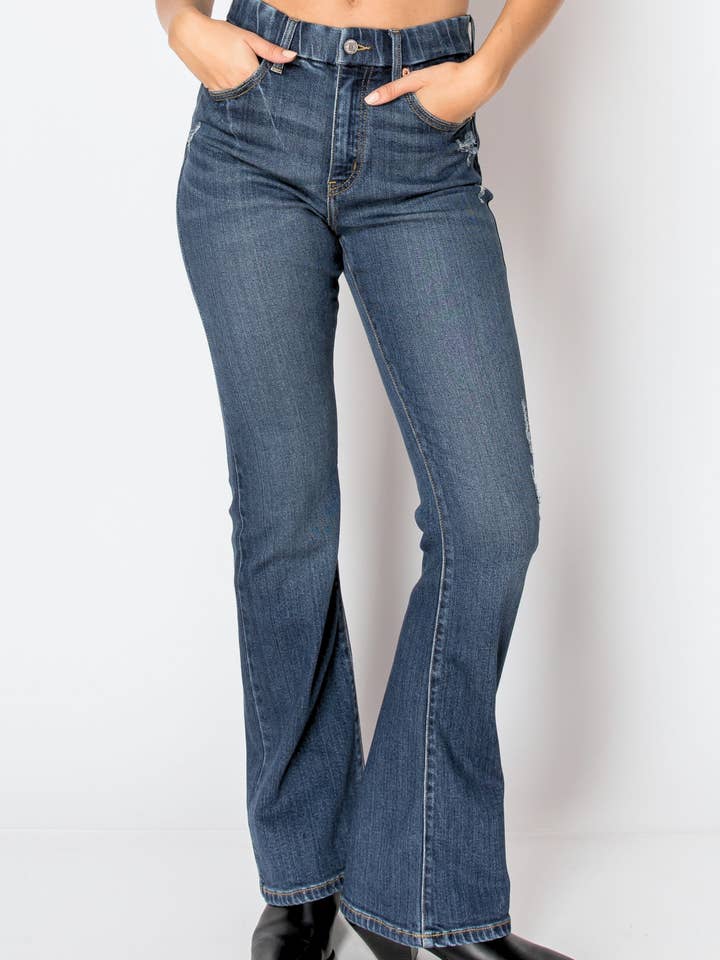 ARTEMIS VINTAGE - Wholesale Jeans - Women's - ECO ZERO COTTON CORSET HIGH RISE PHONE POCKET BOOTCUT JEANS