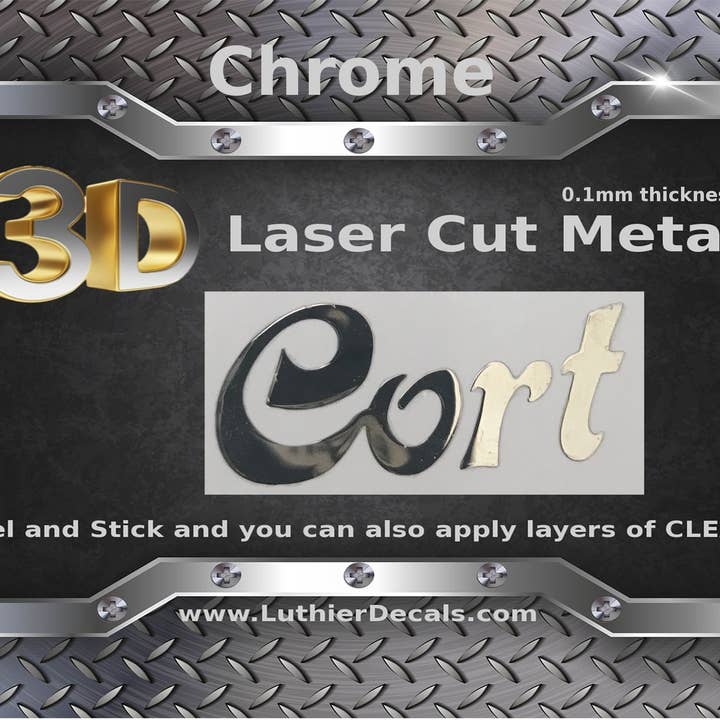 Autocollant Cort M51B en métal découpé au laser 3D pour guitare pour la vente par Luthier decals