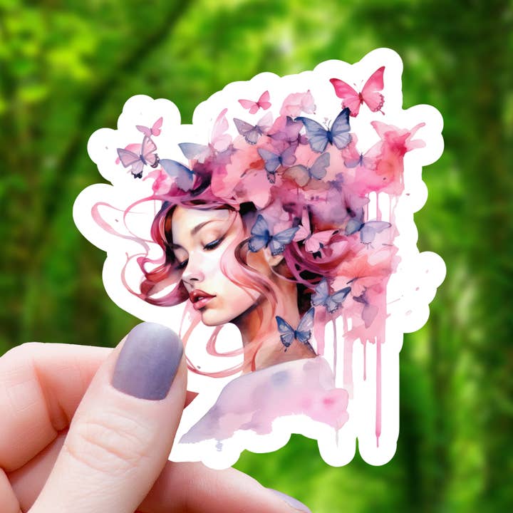 Æstetisk sommerfugl kvindeklistermærke - 3" for engroshandel hos Mimic Gaming Co