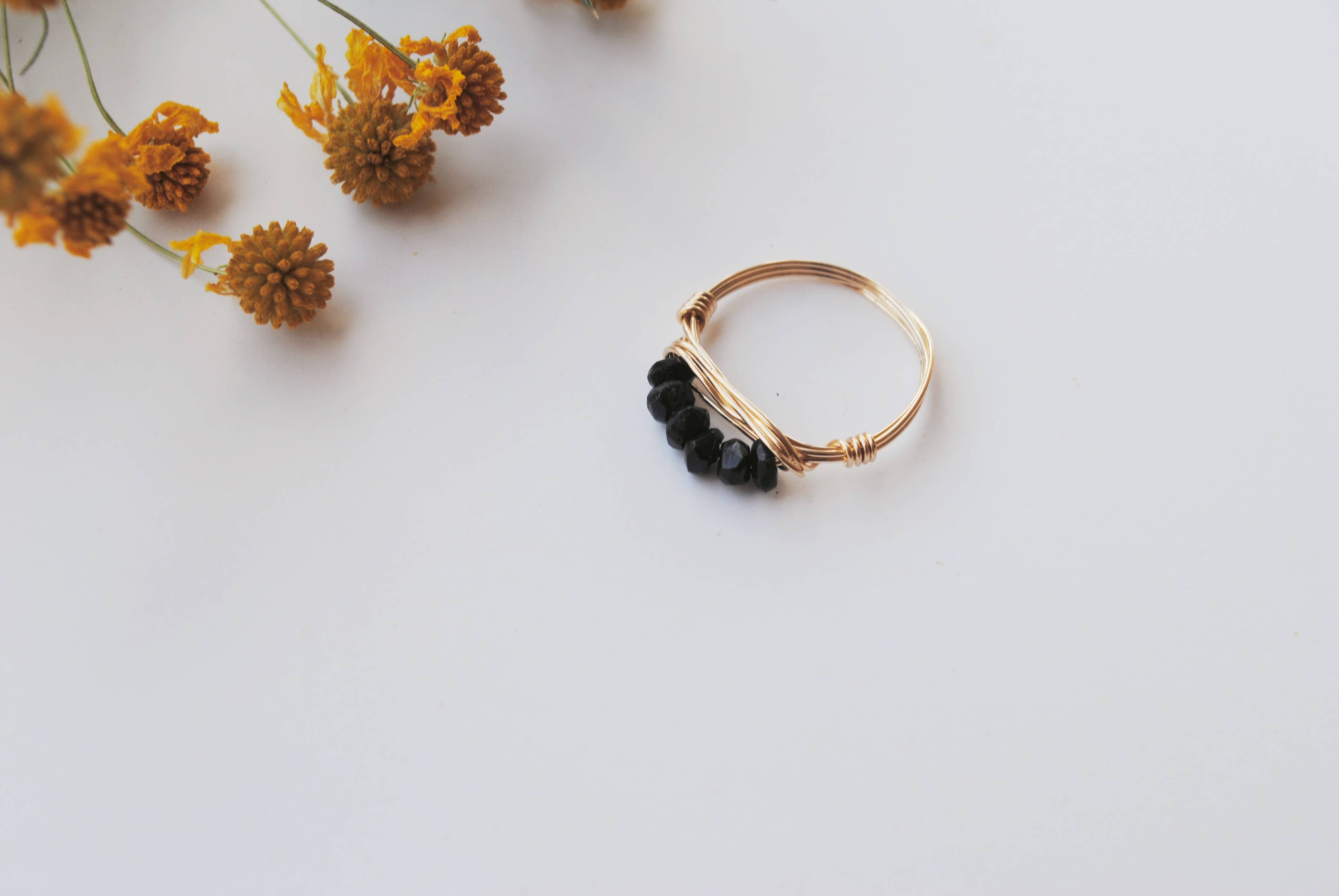 Seaflowerjewelry - Wholesale Band/Stacked Ring - Black Tourmaline Stacking Ring