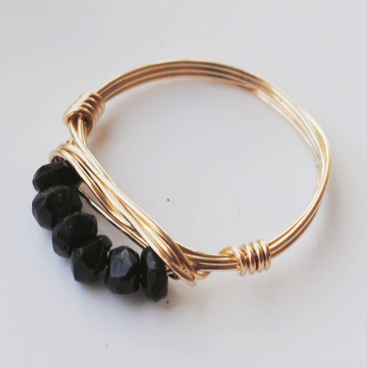 Seaflowerjewelry - Wholesale Band/Stacked Ring - Black Tourmaline Stacking Ring
