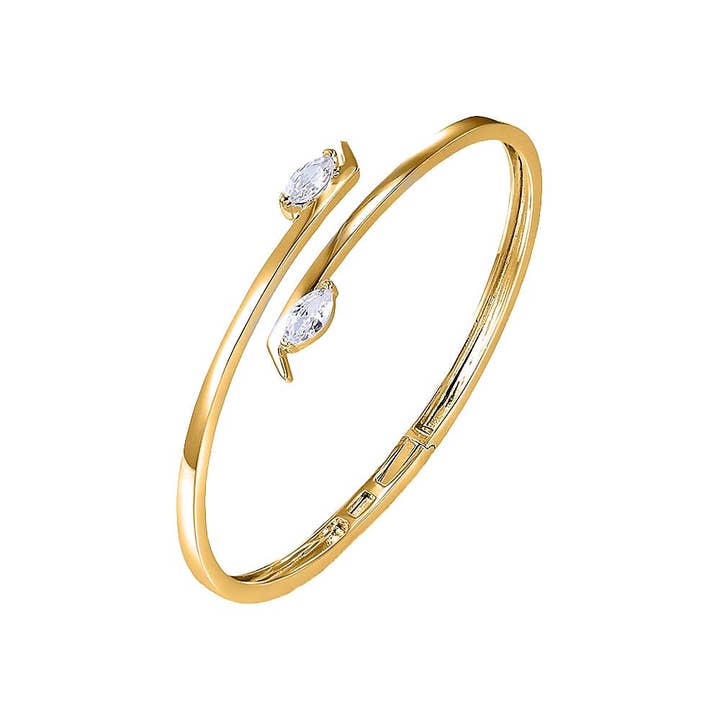 CZ Marquise Crossover Bangle Bracelet for wholesale by By Adina Eden