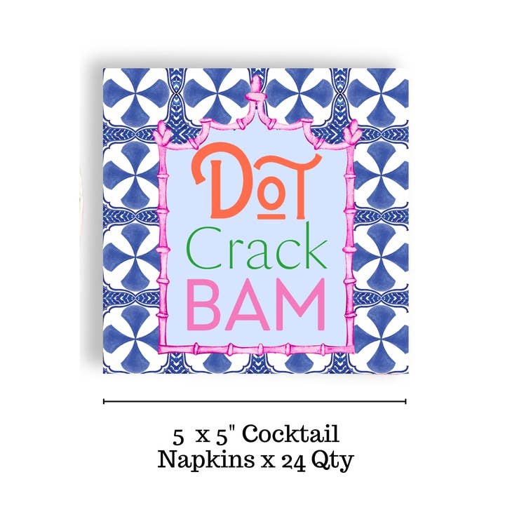 Fabuplates - Wholesale Disposable Napkin - Mahjong Blue Tile 24ct Cocktail Napkin Separates (3 ply)1