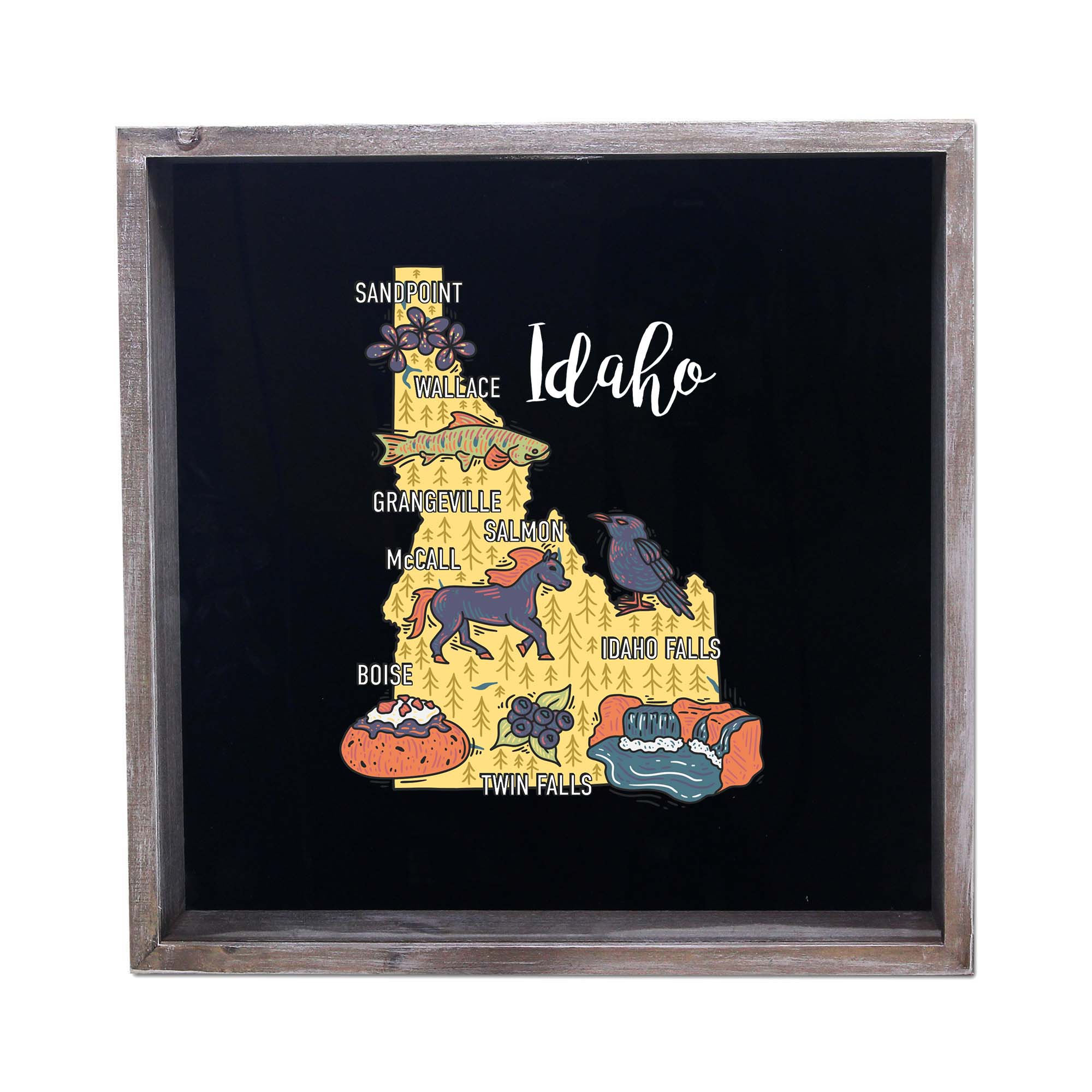 Torched Products - Wholesale Sign - State Map Design Shadow Box - Gray10