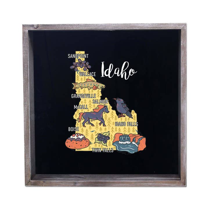 Torched Products - Wholesale Sign - State Map Design Shadow Box - Gray10