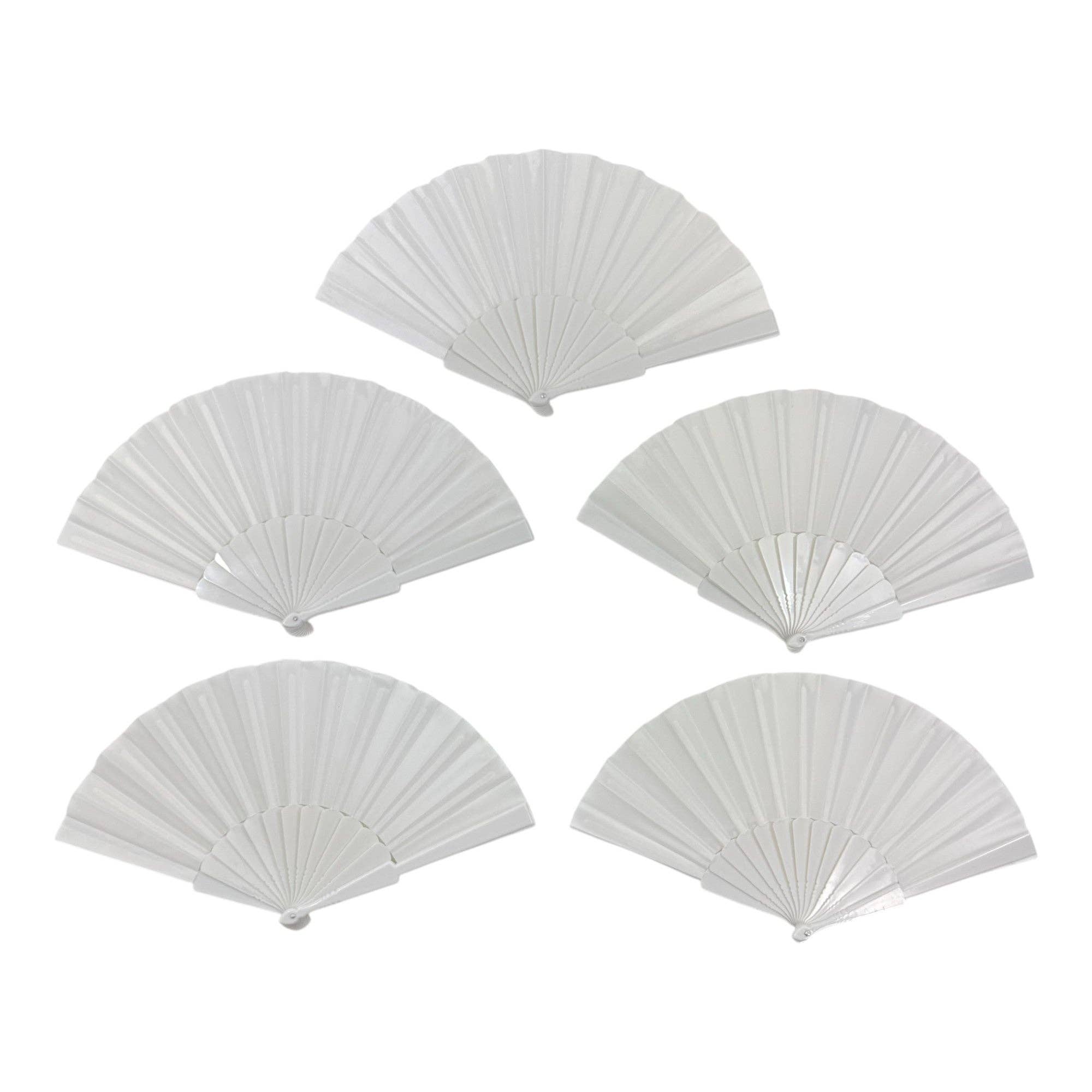 White On White Hand Held Folding Fan FN06 (12PC) for wholesale on Faire1