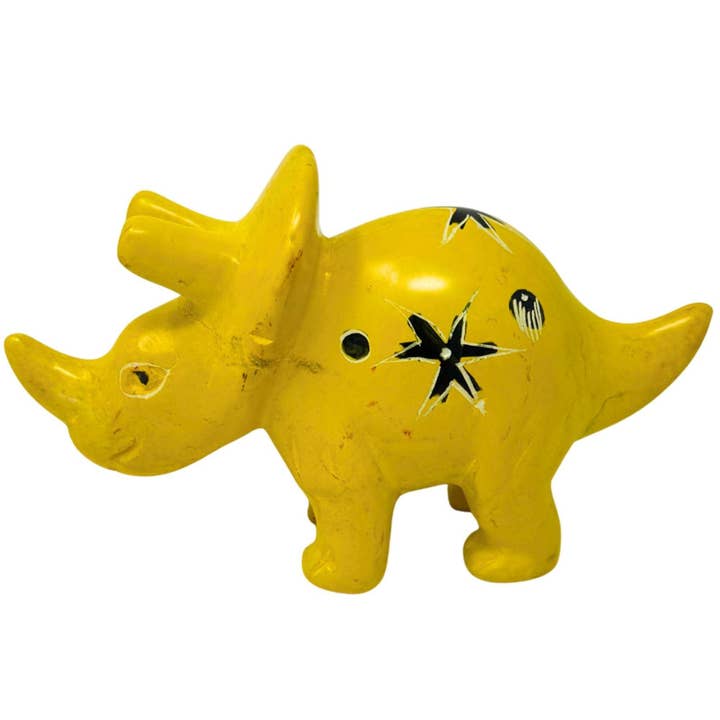 Global Crafts - Wholesale Decorative figurine - Soapstone Triceratops Dinosaur - Sold as Assorted Colors2