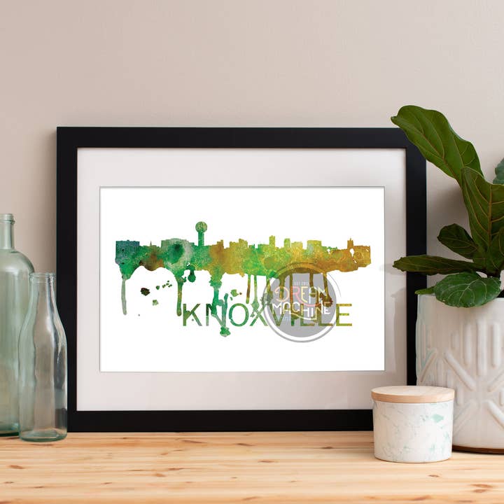 Knoxville akvarel skyline, Knoxville Skyline, Knoxville Art, Knoxville plakat, Knoxville Print, Knoxville Art, Knoxville kort, Knoxville WCS72 for engroshandel hos DreamMachine Prints
