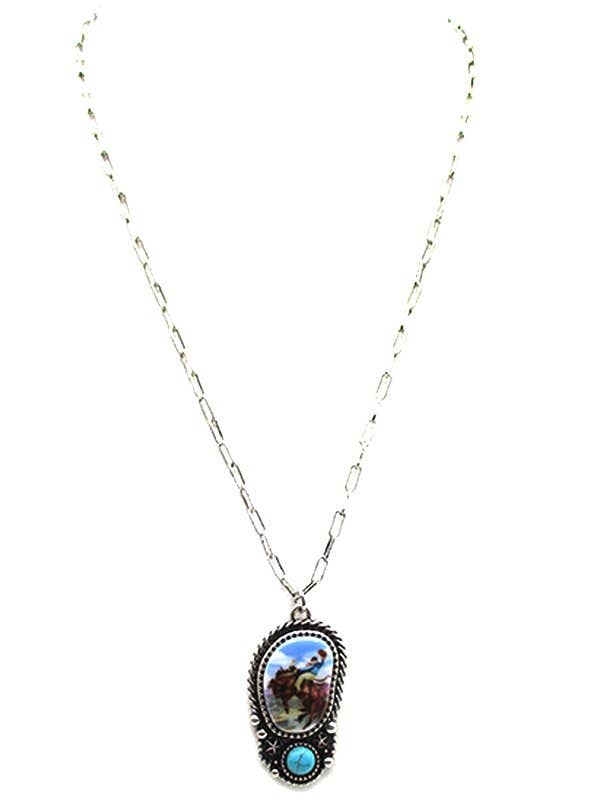 Snowing West - Vente Colliers à pendentif - Collier Turquoise Équitation Western