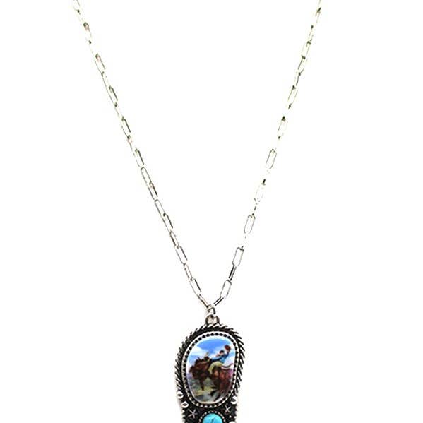 Snowing West - Vente Colliers à pendentif - Collier Turquoise Équitation Western0