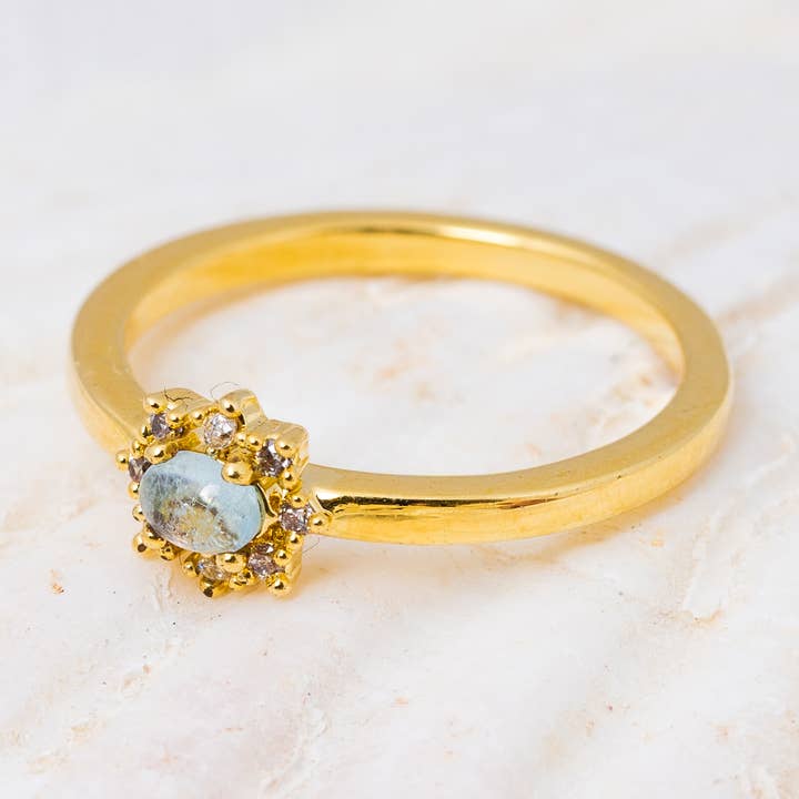 Bague Mari | Aigue-marine pour la vente par Heilo Jewelry