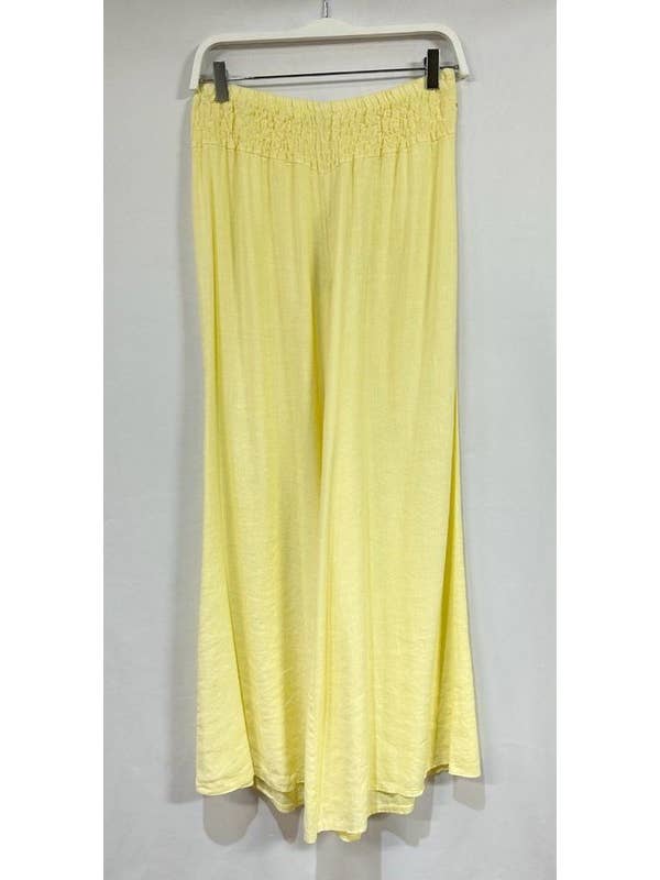 VENTI6 – Großhandel Hose – Damen – ELASTISCHE GESMOKTE TAILLE LEINEN WEITBEIN-HOSE (616/10210)4