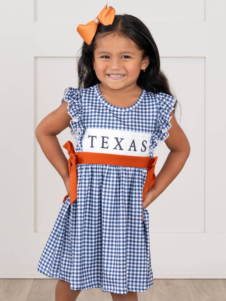 Marie Nicole Clothing - Wholesale Dress - Kids - Texas Smocked Gingham Dress