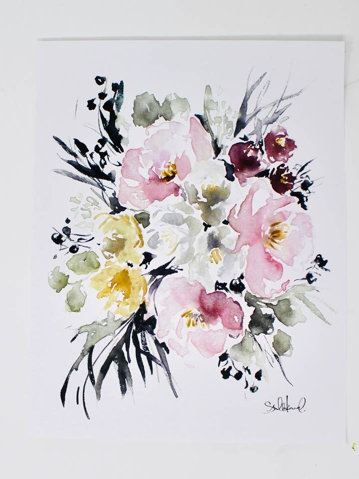 Posy Collection- Light Simple Floral Print - Home Decor, Wal for wholesale by Shelby Kregel Art and Design