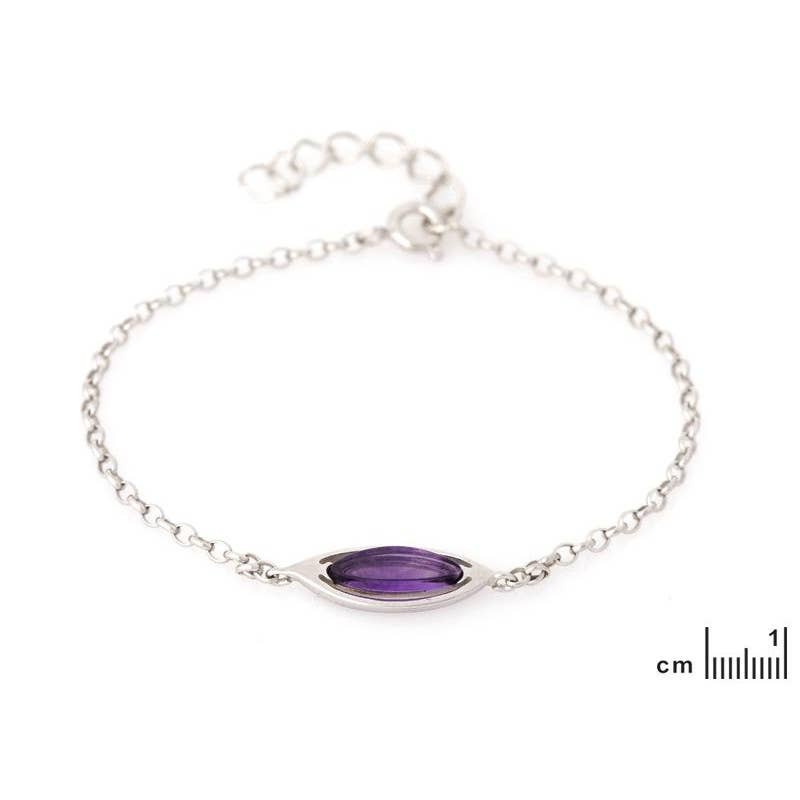 Violet Purple amethyst shuttle bracelet, silver 925, 17+3 cm for wholesale on Faire1