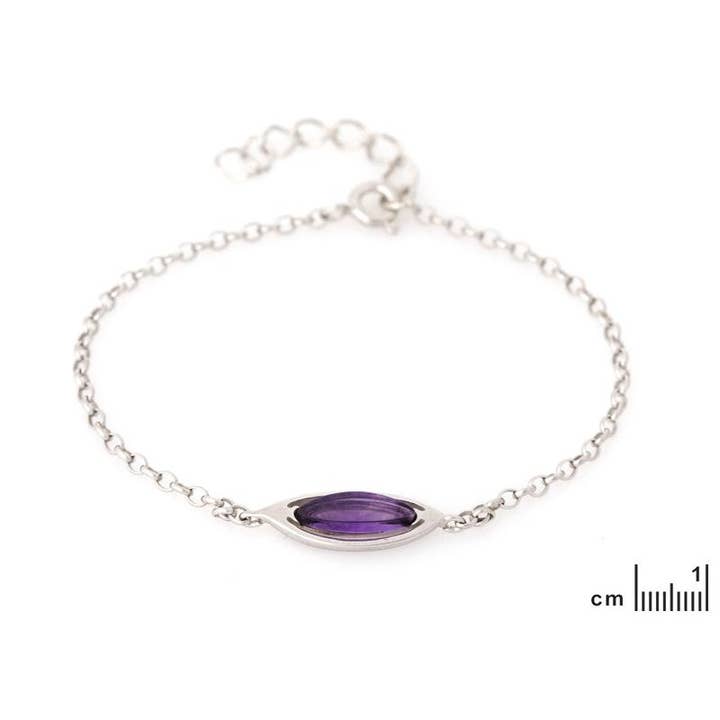 Violet Purple amethyst shuttle bracelet, silver 925, 17+3 cm for wholesale on Faire1