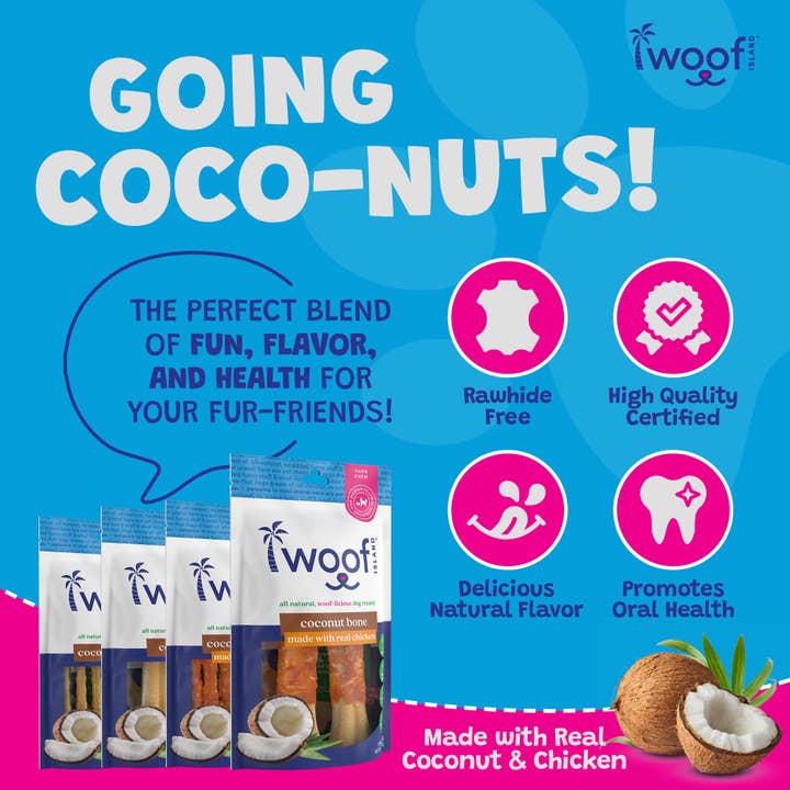 Woof Island - Wholesale Pet Treats - Dog - Coconut Dog Twist Treats (With Chicken) 12 Count4