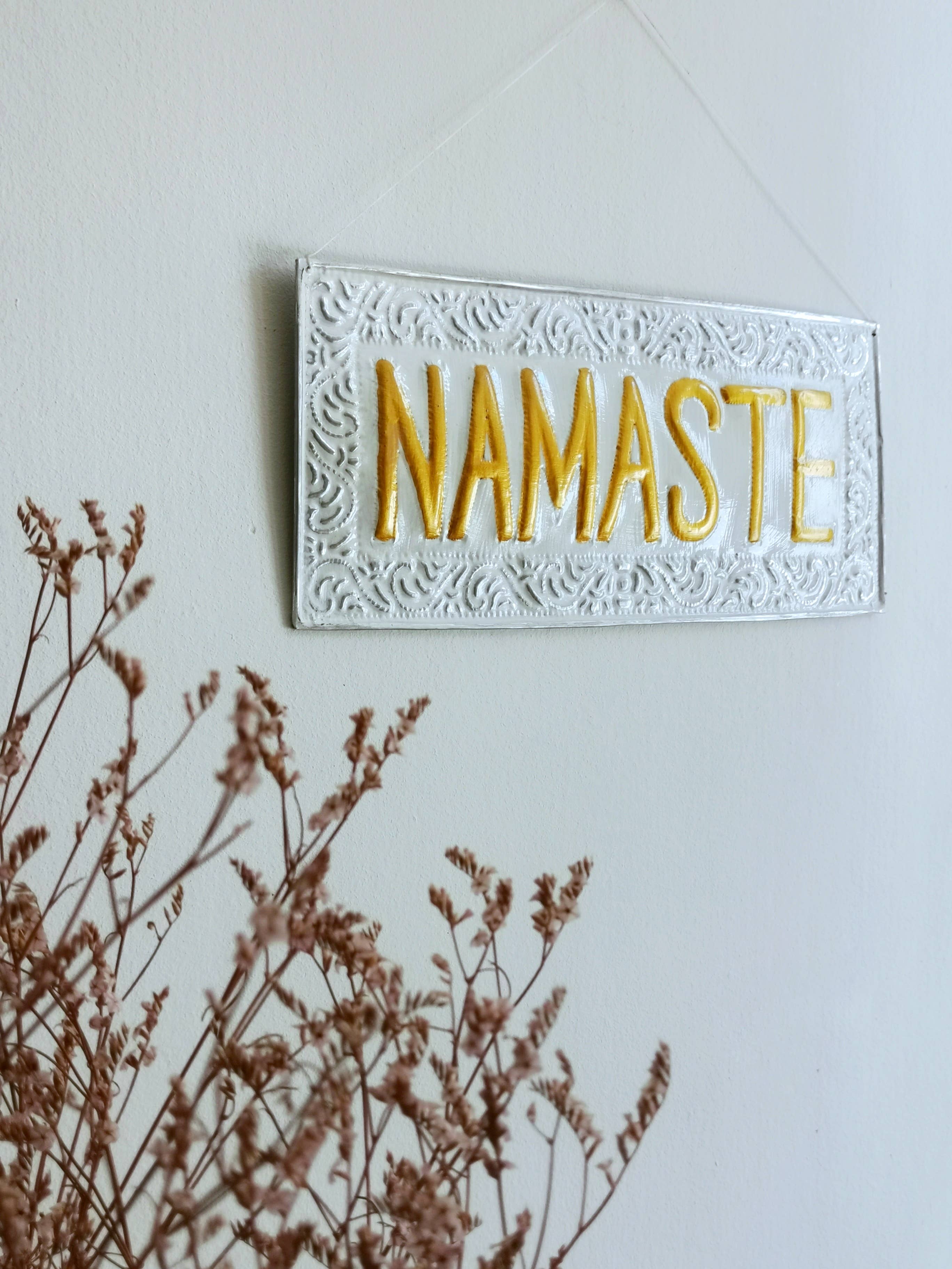 Nayda Diaries - Wholesale Wall Accent - NAMASTE metal decorative plate3