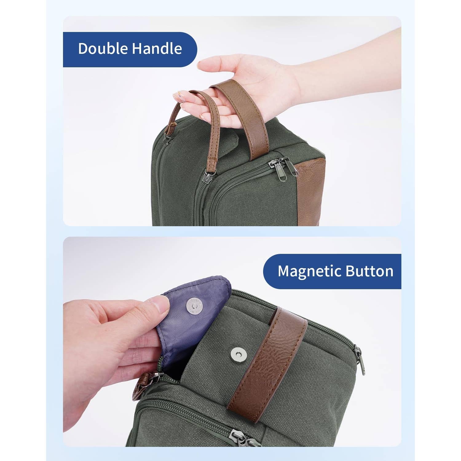 wandf – Engroshandel Toilettaske - Unisex – Canvas & læder Dopp Kit rejse vandafvisende barbertaske24