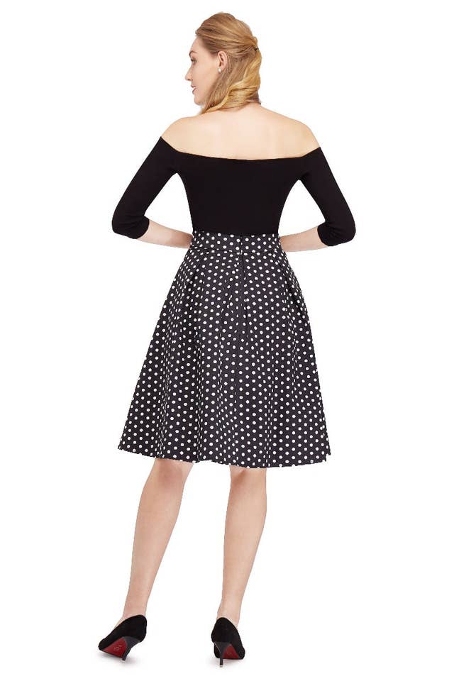 Dolly & Dotty - Wholesale Skirt - Women's - Rochelle High Waist Full Circle Polka Dot Skirt in Black4