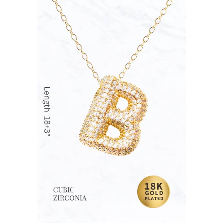 Suzie Q USA - Wholesale Pendant/Charm Necklace - Bubble Initial Necklace10