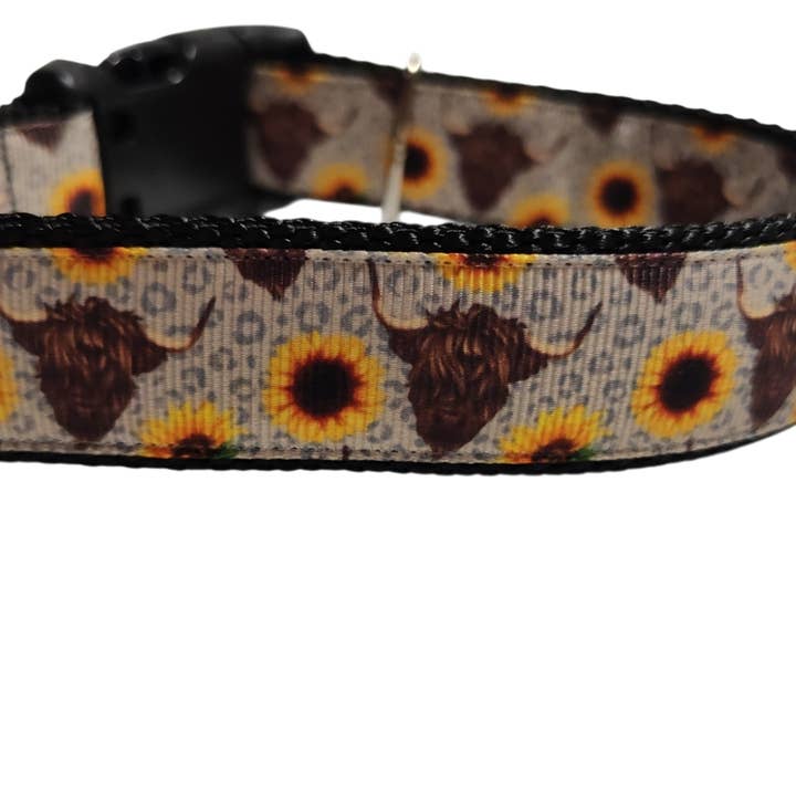 Cows and Sunflowers Western Nylon Dog Collar for wholesale by Doot's Pet - Collars For A Cause