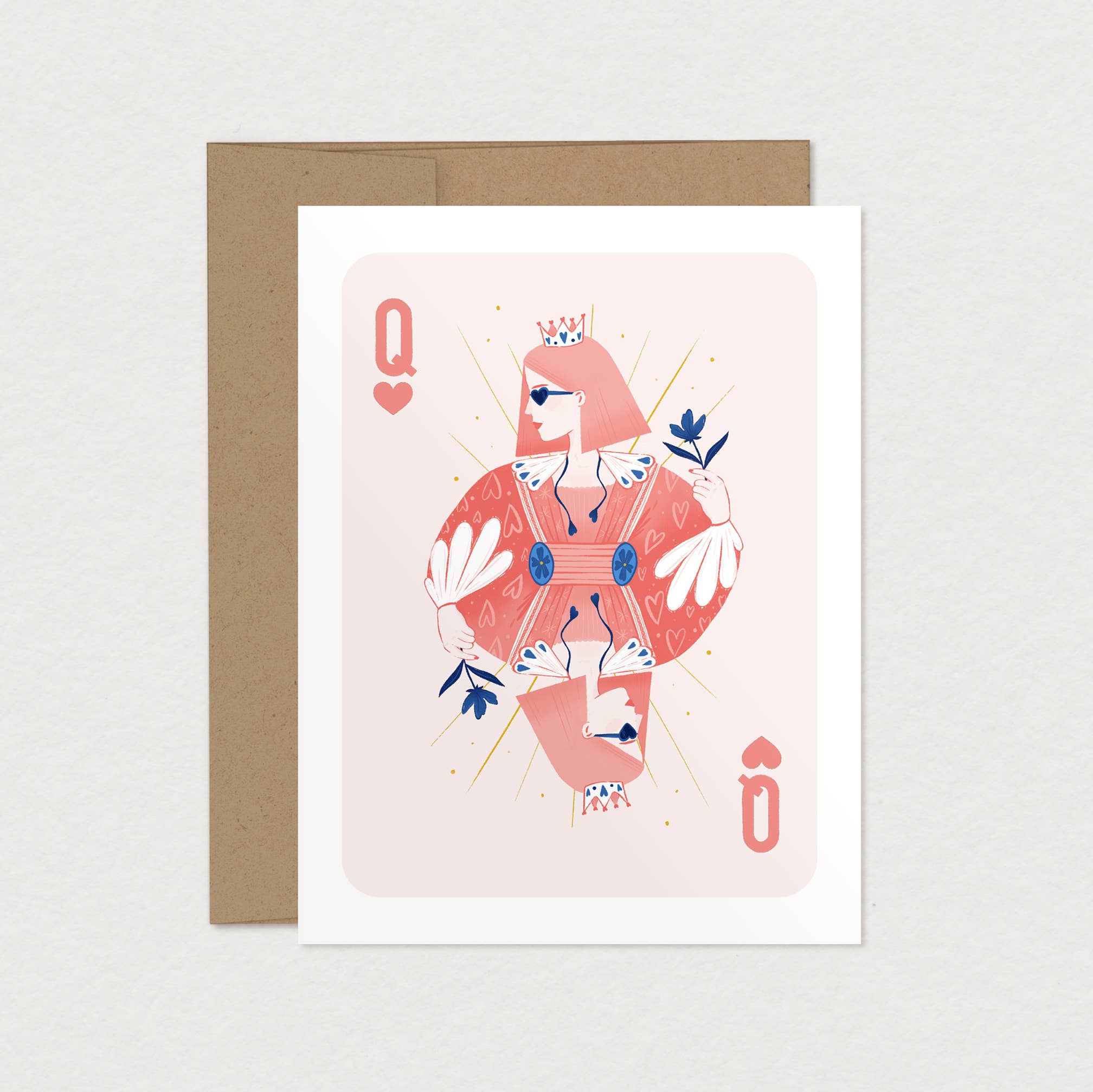 Mimosa Design - Wholesale Birthday Card - Greeting card for woman - Queen of hearts2