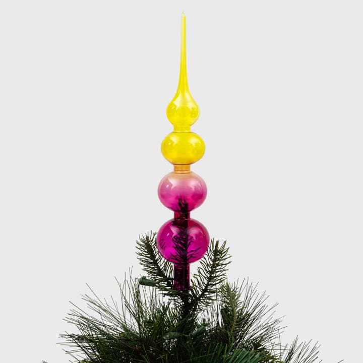 Glazen bubbel ombre kerstboomtopper, roze en citrien voor wholesale door Joanna Buchanan