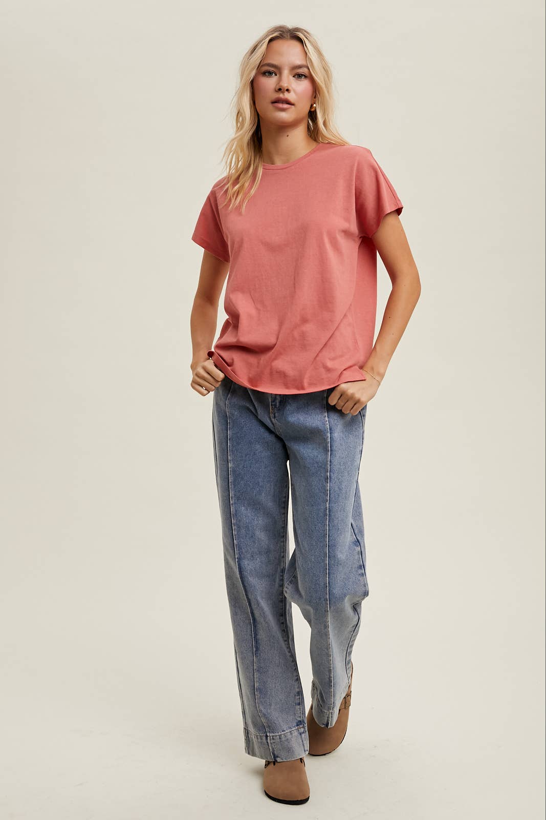 Wishlist Apparel - Wholesale T-Shirt - Women's - SHORT SLEEVE SLUB BOYFRIEND FIT TEE / WL24-94711