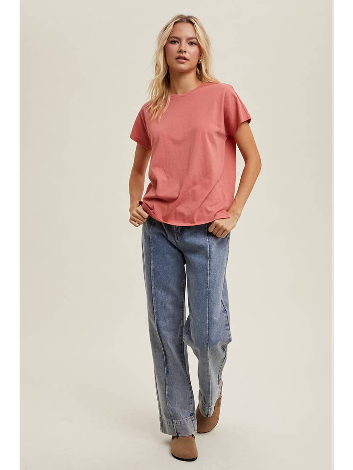 Wishlist Apparel - Wholesale T-Shirt - Women's - SHORT SLEEVE SLUB BOYFRIEND FIT TEE / WL24-94711