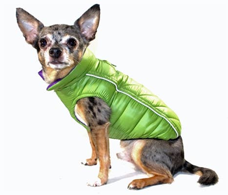 Barker's Bowtique - Vente Manteau – chien - Doudoune réversible et réfléchissante Featherlite - Vert/Violet8