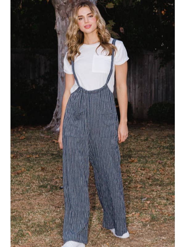Oddi - Wholesale Jumpsuit - Women's - Wide Leg Stripe Suspender Jumpsuit7