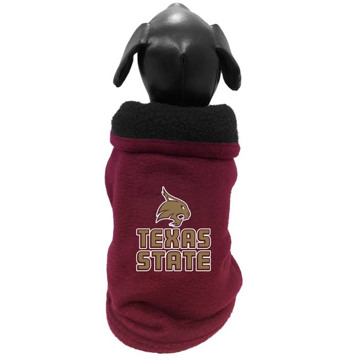 Texas State University - Double Polar Fleece Dog Coat for wholesale by All Star Dogs