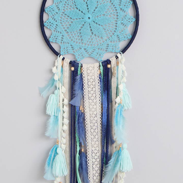 Attrape-rêves grand attrape-rêves bleu menthe, décoration murale faite à la main pour la vente par MANIK