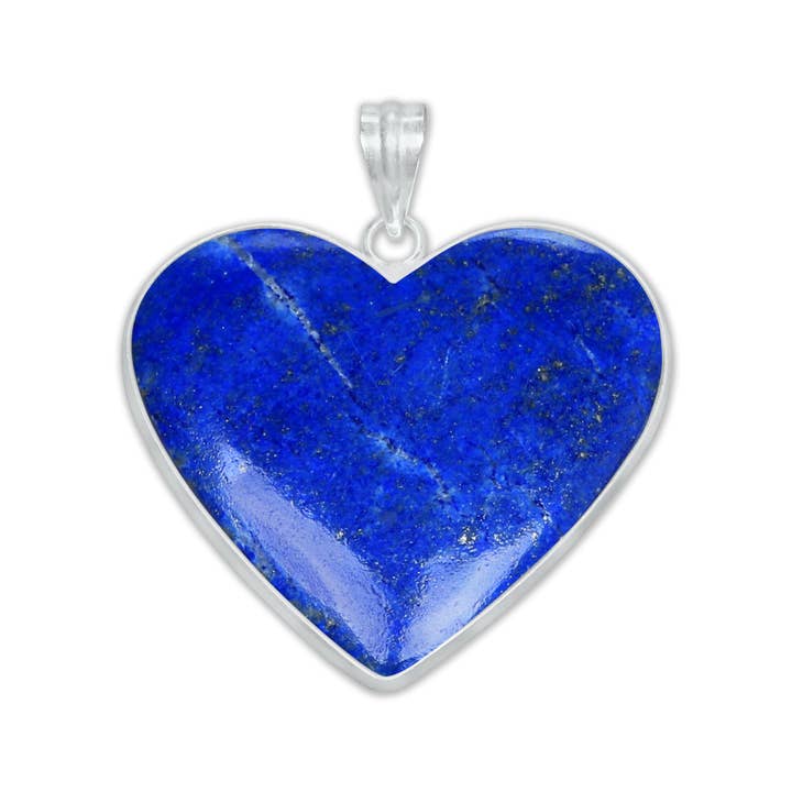 Handmade Jewels - Wholesale Individual charm/pendant - Lapis Lazuli Heart Pendants - Silver Plated, Mixed Sizes, Simple Works10