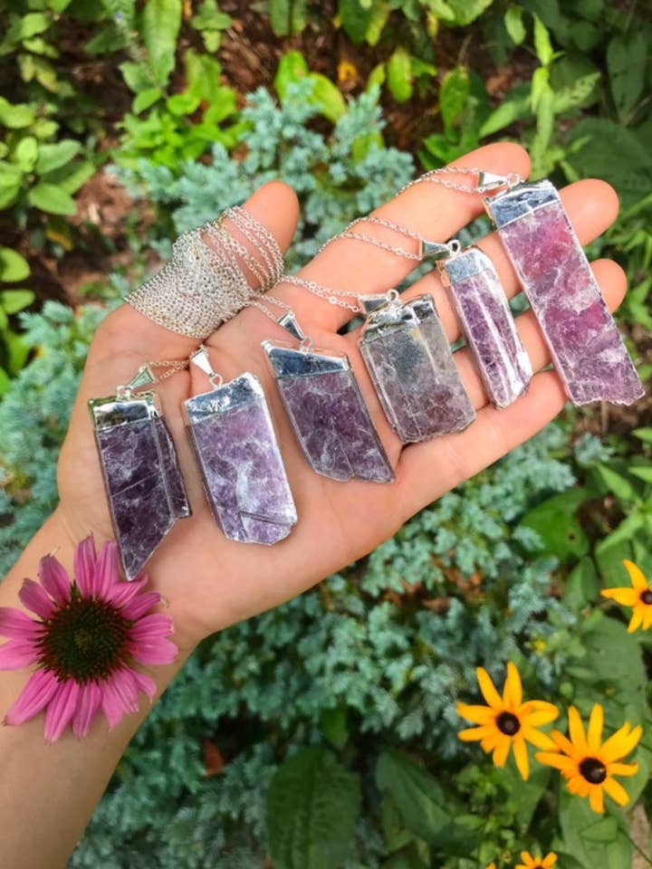 LEPIDOLITE necklace // silver dipped for wholesale by Wingostarrjewelry